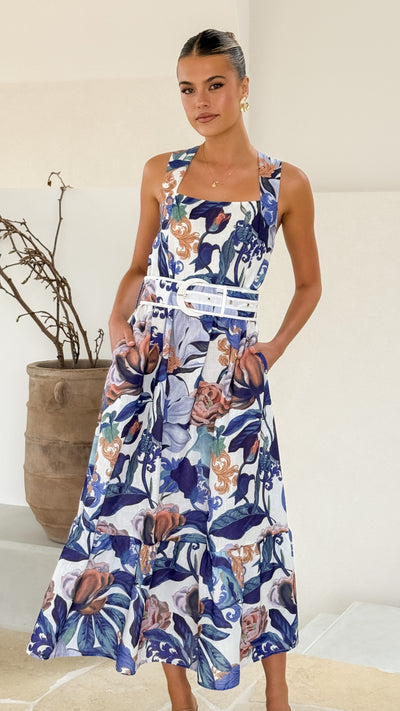 Load image into Gallery viewer, Reba Maxi Dress - Blue Floral - Billy J
