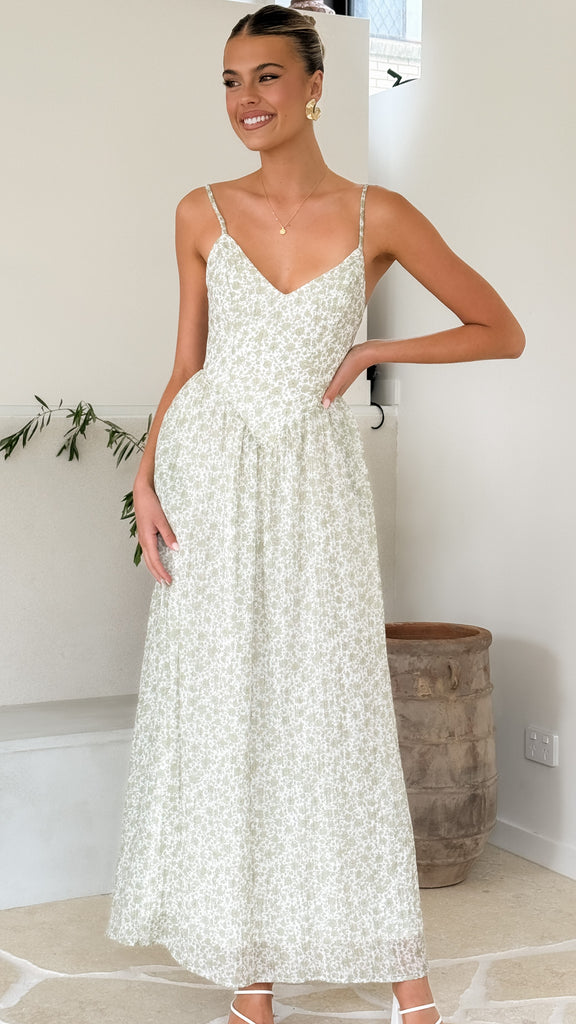 Azura Maxi Dress - Green Floral - Billy J