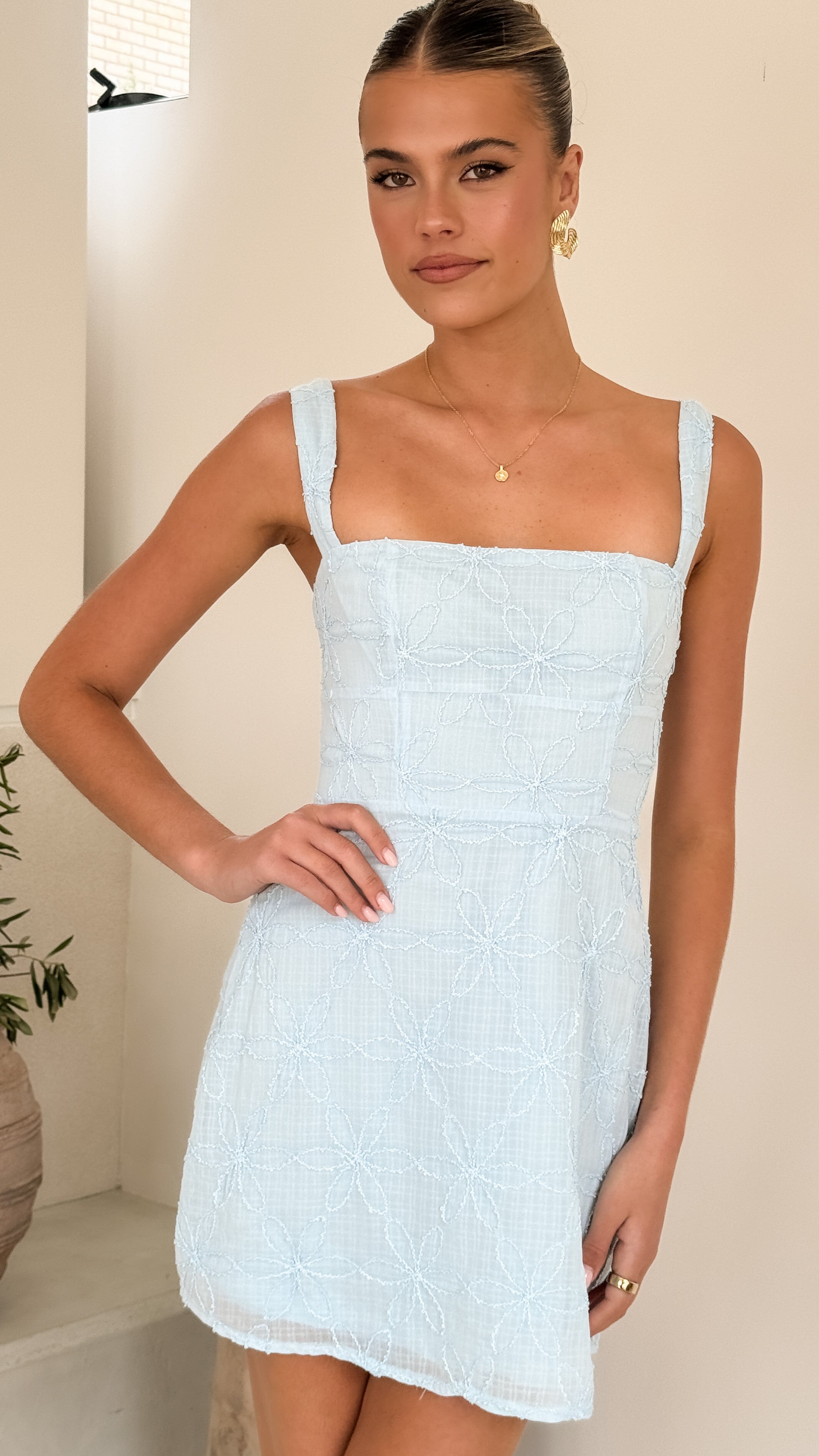 Nadalia Mini Dress - Blue Lace - Billy J