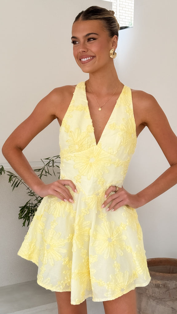 Zaidin Mini Dress - Yellow Floral - Billy J