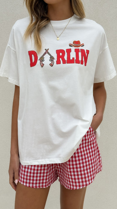 Load image into Gallery viewer, Darlin Top &amp; Shorts Set - White/Red Gingham - Billy J
