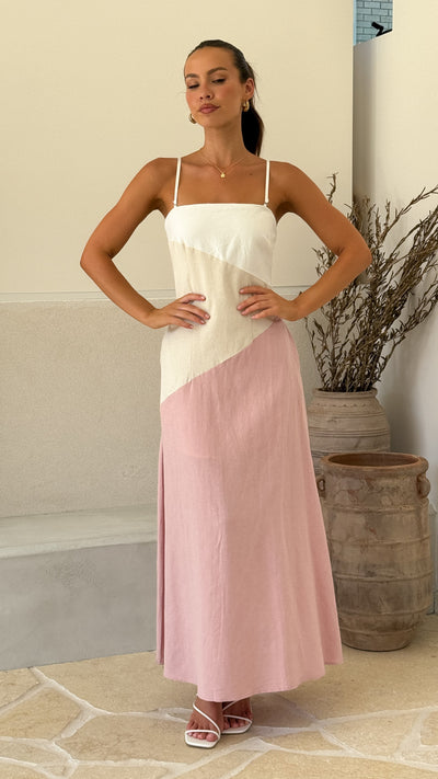 Load image into Gallery viewer, Brionie Maxi Dress - Pink/ White - Billy J
