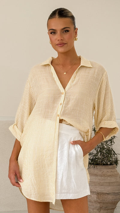 Load image into Gallery viewer, Lucia Shirt -Yellow/White Stripe - Billy J
