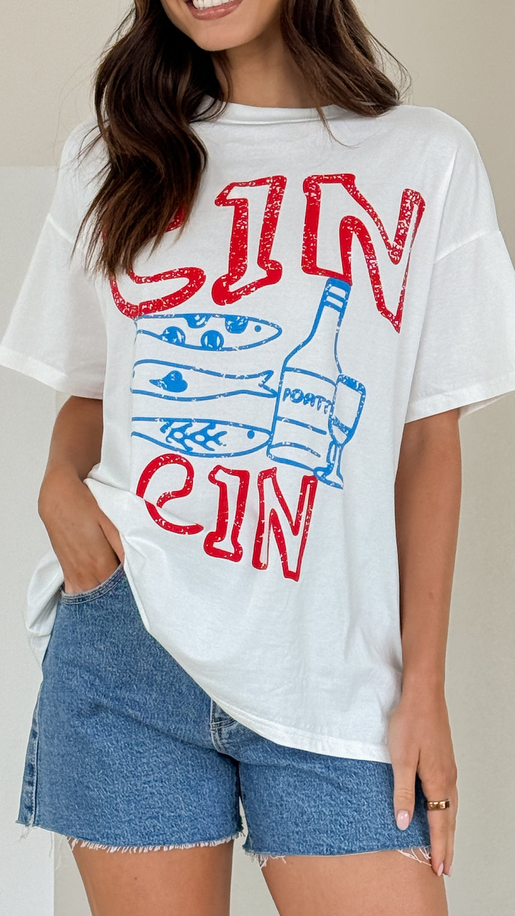 Cin Cin Tee - Red/Blue - Billy J