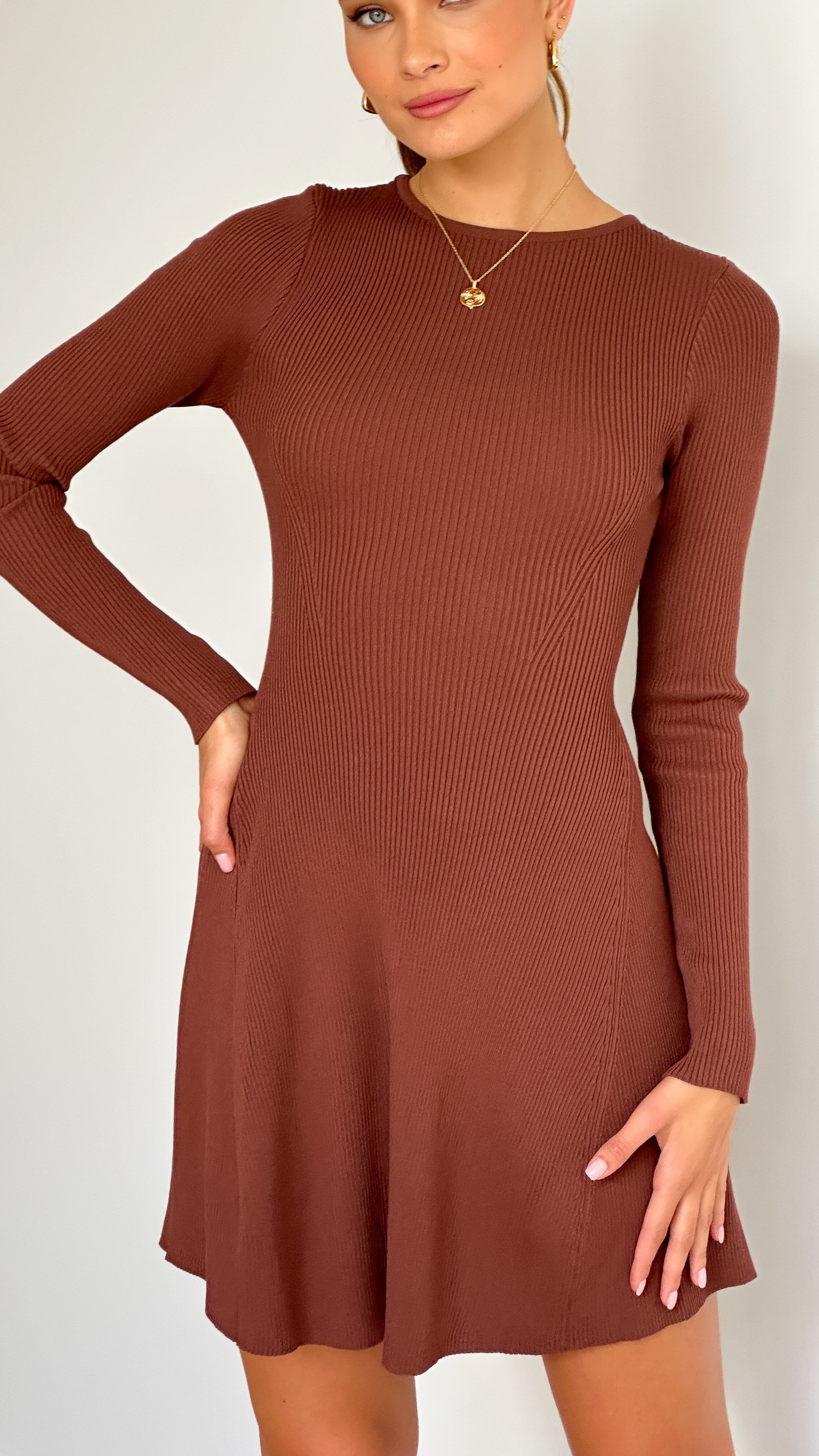 Amity Mini Dress - Brown - Billy J