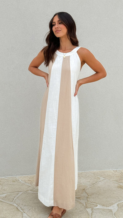 Load image into Gallery viewer, Talaith Maxi Dress - Beige / White - Billy J
