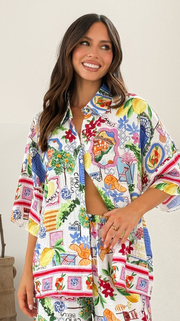 Cerese Button Up Shirt - Ciao Bella Print - Billy J