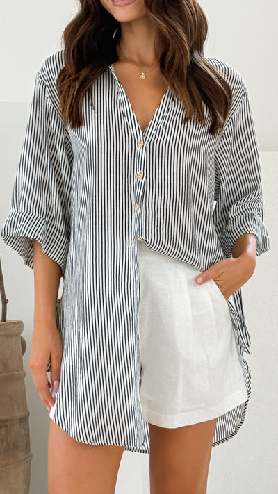 Load image into Gallery viewer, Lucia Shirt -Black/White Stripe - Billy J
