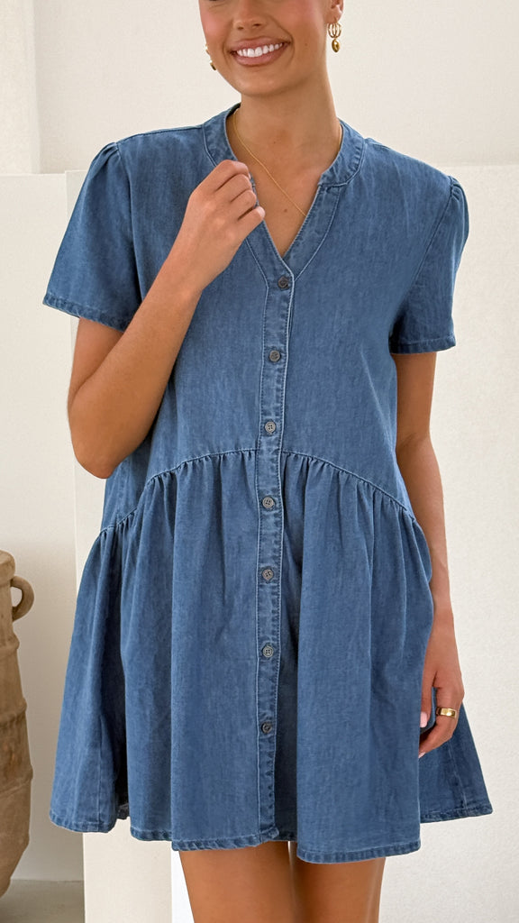 Juliani Mini Dress - Blue Denim - Billy J