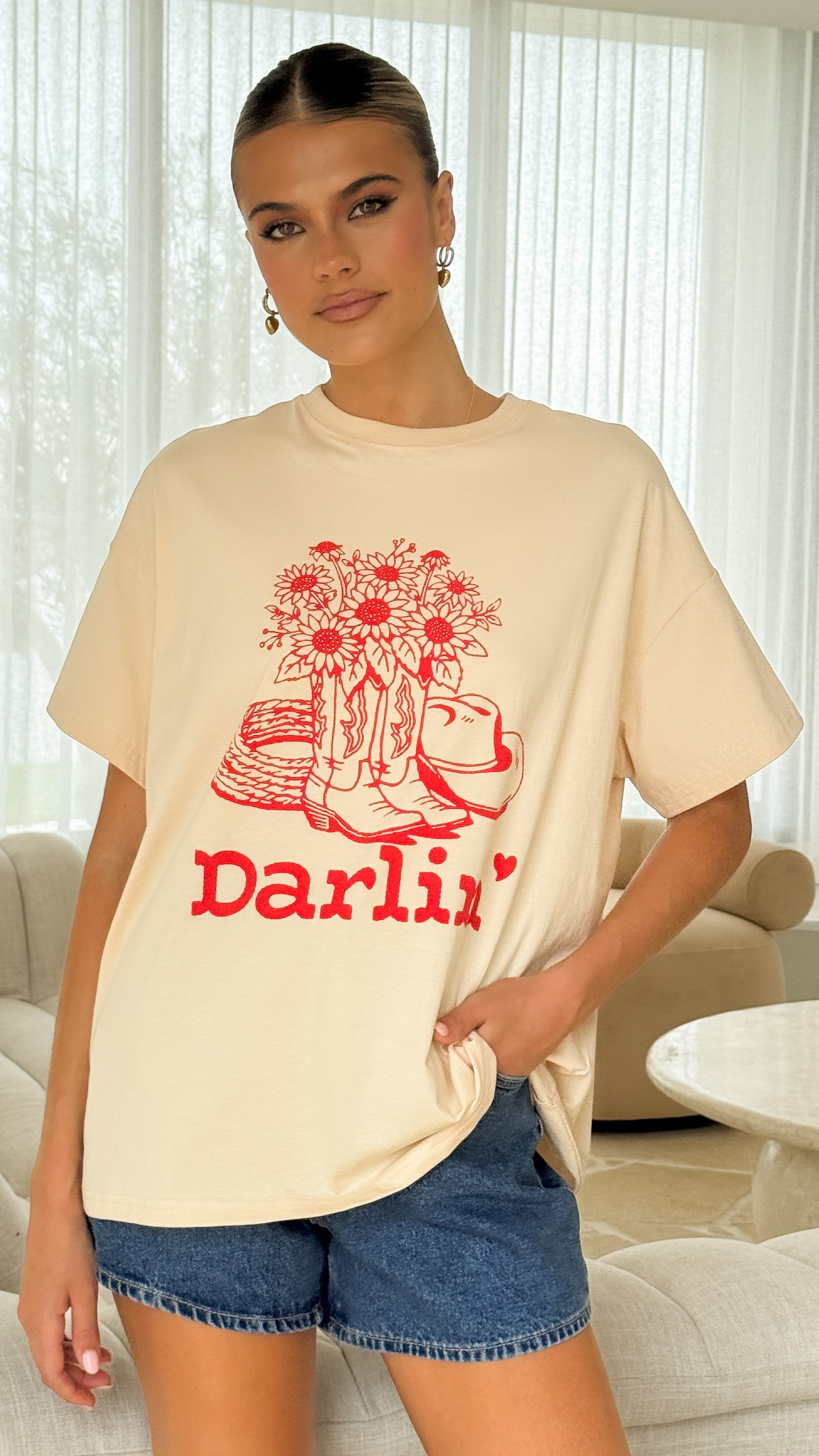 Darlin T-Shirt - Red/Beige - Billy J