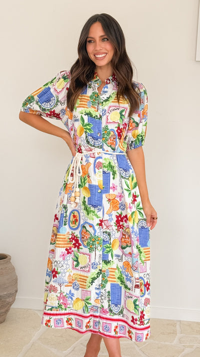 Load image into Gallery viewer, Corena Maxi Dress - Ciao Bella Print - Billy J
