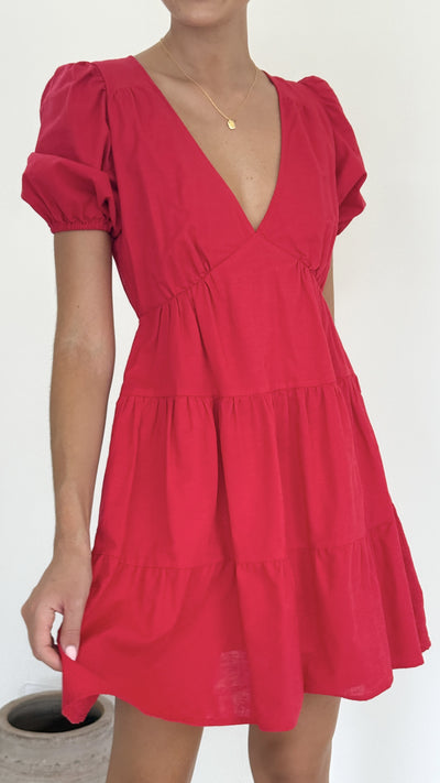 Load image into Gallery viewer, Billie Mini Dress - Red - Billy J
