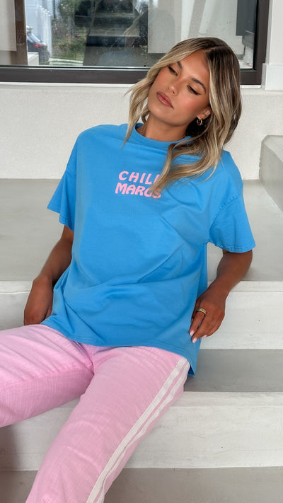 Load image into Gallery viewer, Chilli Margs Top &amp; Pants Set - Blue/Pink - Billy J
