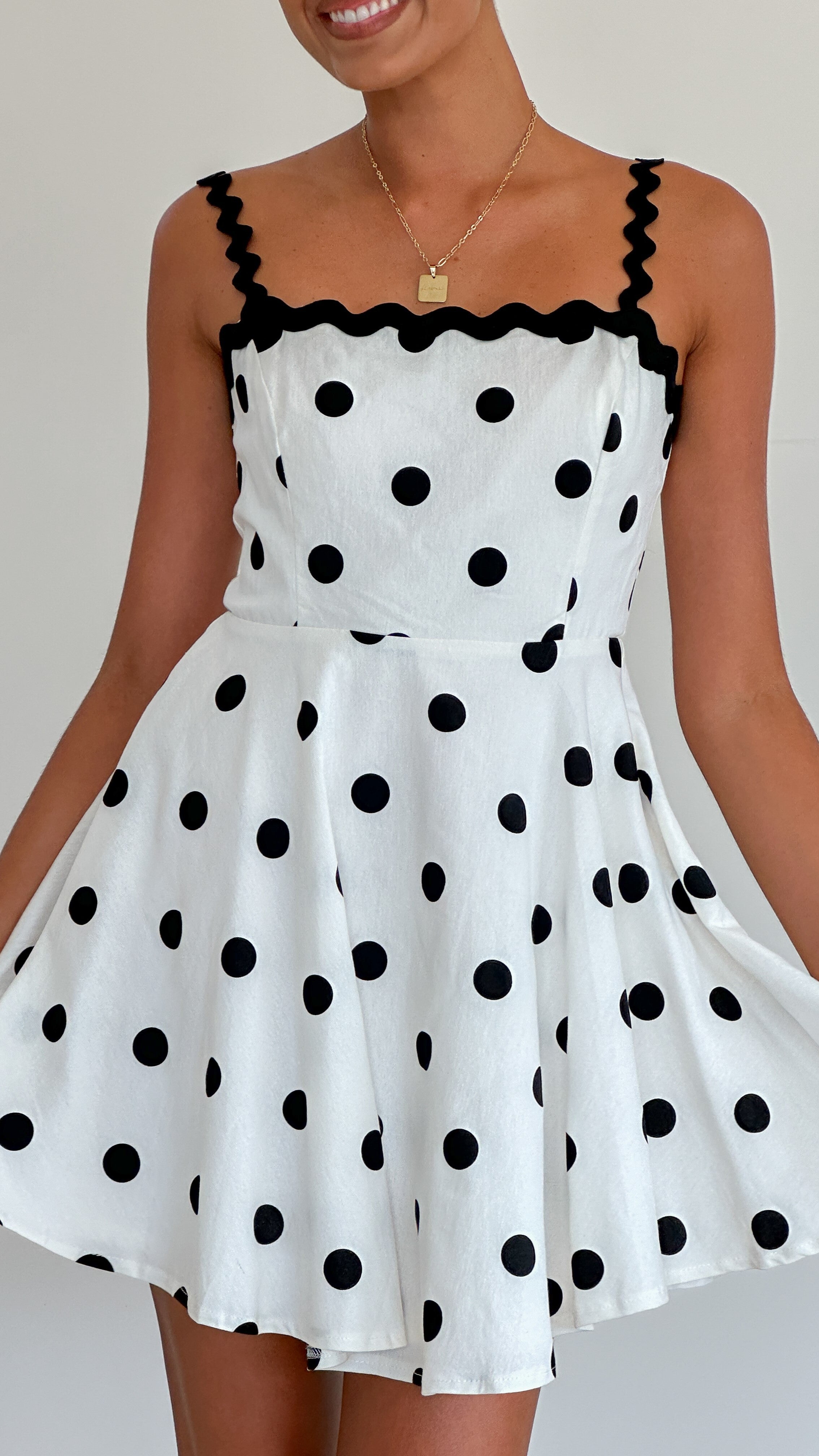 Lys Mini Dress - White/Black Spot - Billy J