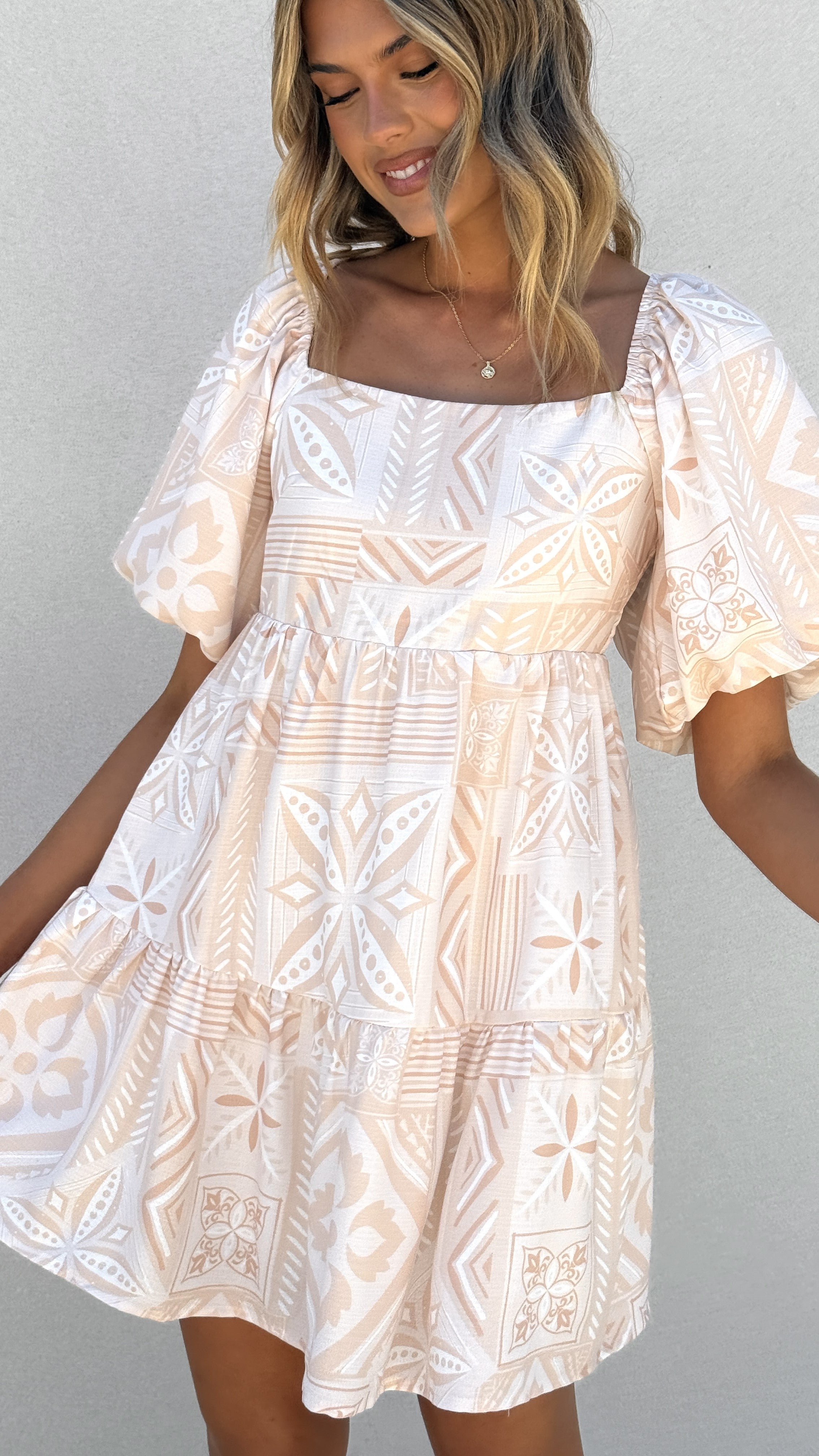 Yamin Mini Dress - Beige Summer - Billy J