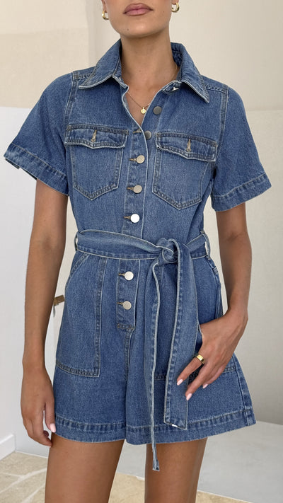 Load image into Gallery viewer, Emma Playsuit - Denim - Billy J
