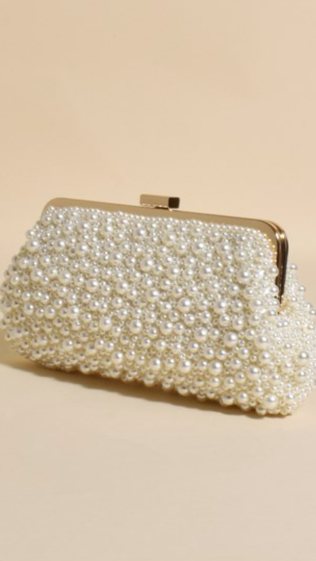 Norma Jean Faux Pearl Clutch - Cream/Gold - Billy J