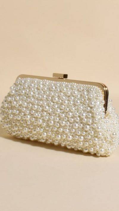 Load image into Gallery viewer, Norma Jean Faux Pearl Clutch - Cream/Gold - Billy J
