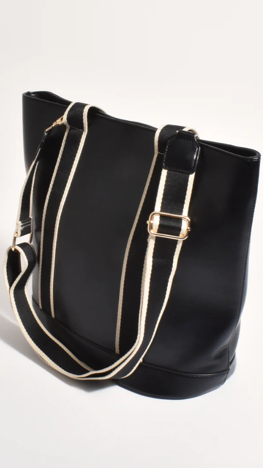 Della Webbing Tote Bag - Black - Billy J