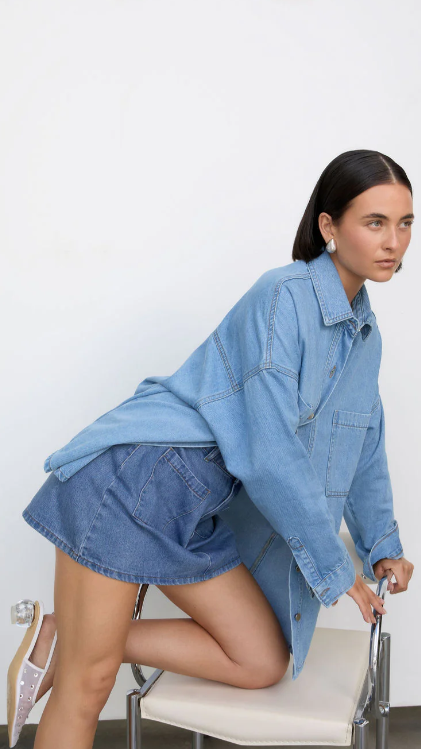 Blake Denim Shirt - Light Mid Denim - Billy J