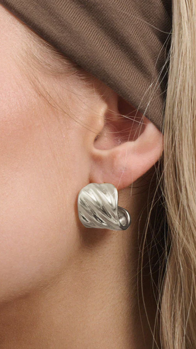 Load image into Gallery viewer, Vera Textured Sterling Silver Plated Earrings - Silver - Billy J
