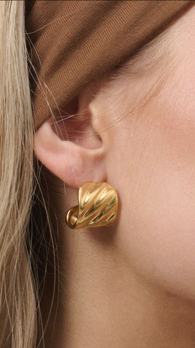 Load image into Gallery viewer, Vera Textured 18K Gold Plated Earrings - Gold - Billy J
