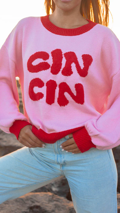 Load image into Gallery viewer, Cin Cin Sweater - Pink / Red - Billy J
