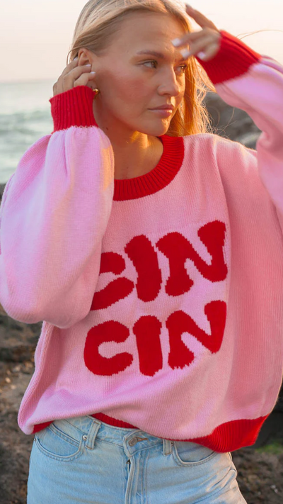 Load image into Gallery viewer, Cin Cin Sweater - Pink / Red - Billy J
