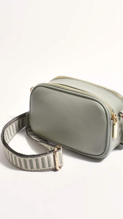 Load image into Gallery viewer, Bella Striped Webbing Camera Bag - Sage - Billy J
