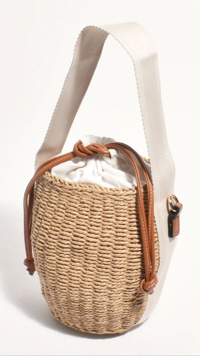 Load image into Gallery viewer, Cleo Woven Bucket Handbag - Natural / Tan - Billy J
