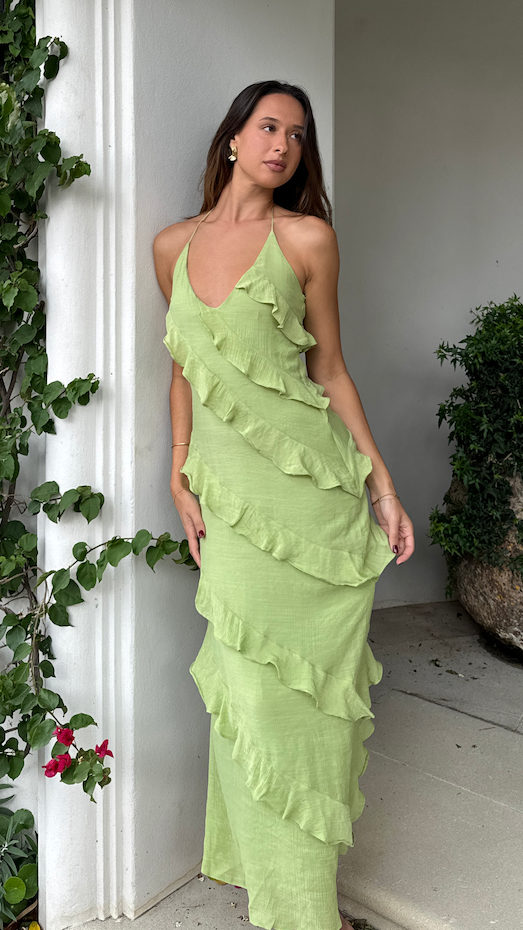 Sophia Maxi Dress - Lime - Billy J