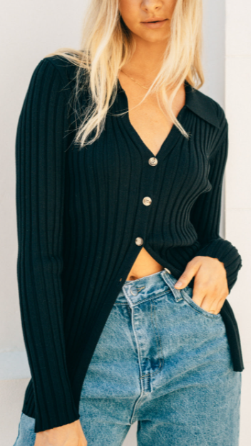 Darcy Knit Top - Black - Billy J