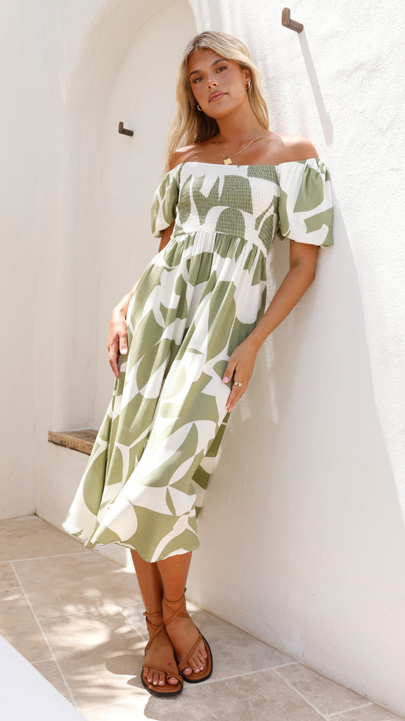 Ilene Midi Dress - Sage Print - Billy J