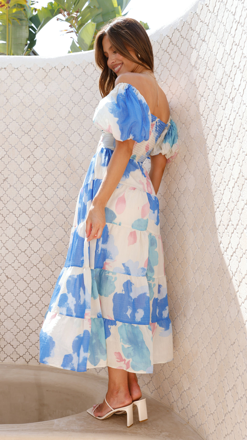 Coral Maxi Dress - Blue Floral - Billy J