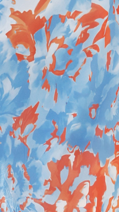 Load image into Gallery viewer, Margie Midi Dress - Blue/ Orange Floral - Billy J
