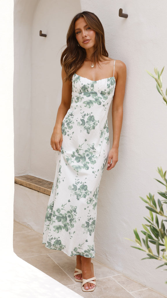 Margo Midi Dress - Green Floral - Billy J