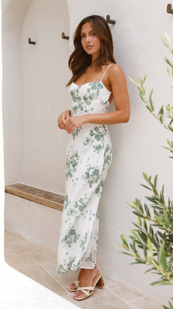 Margie Midi Dress - Green Floral - Billy J