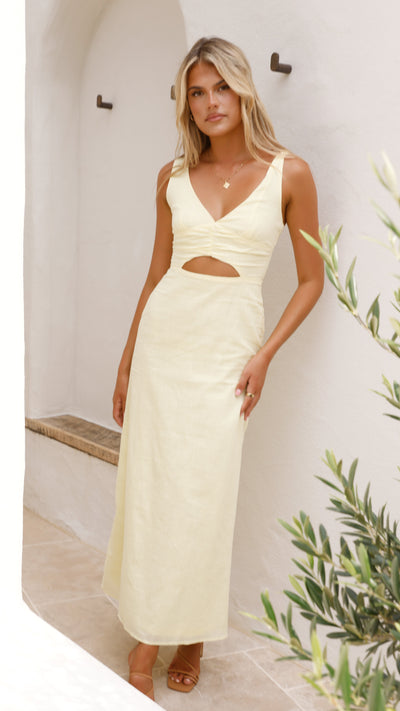 Load image into Gallery viewer, Mahalia Maxi Dress - Soft Yellow - Billy J
