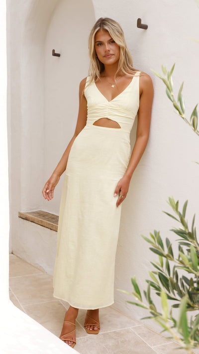 Load image into Gallery viewer, Mahalia Maxi Dress - Soft Yellow - Billy J
