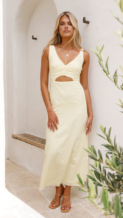 Load image into Gallery viewer, Mahalia Maxi Dress - Soft Yellow - Billy J
