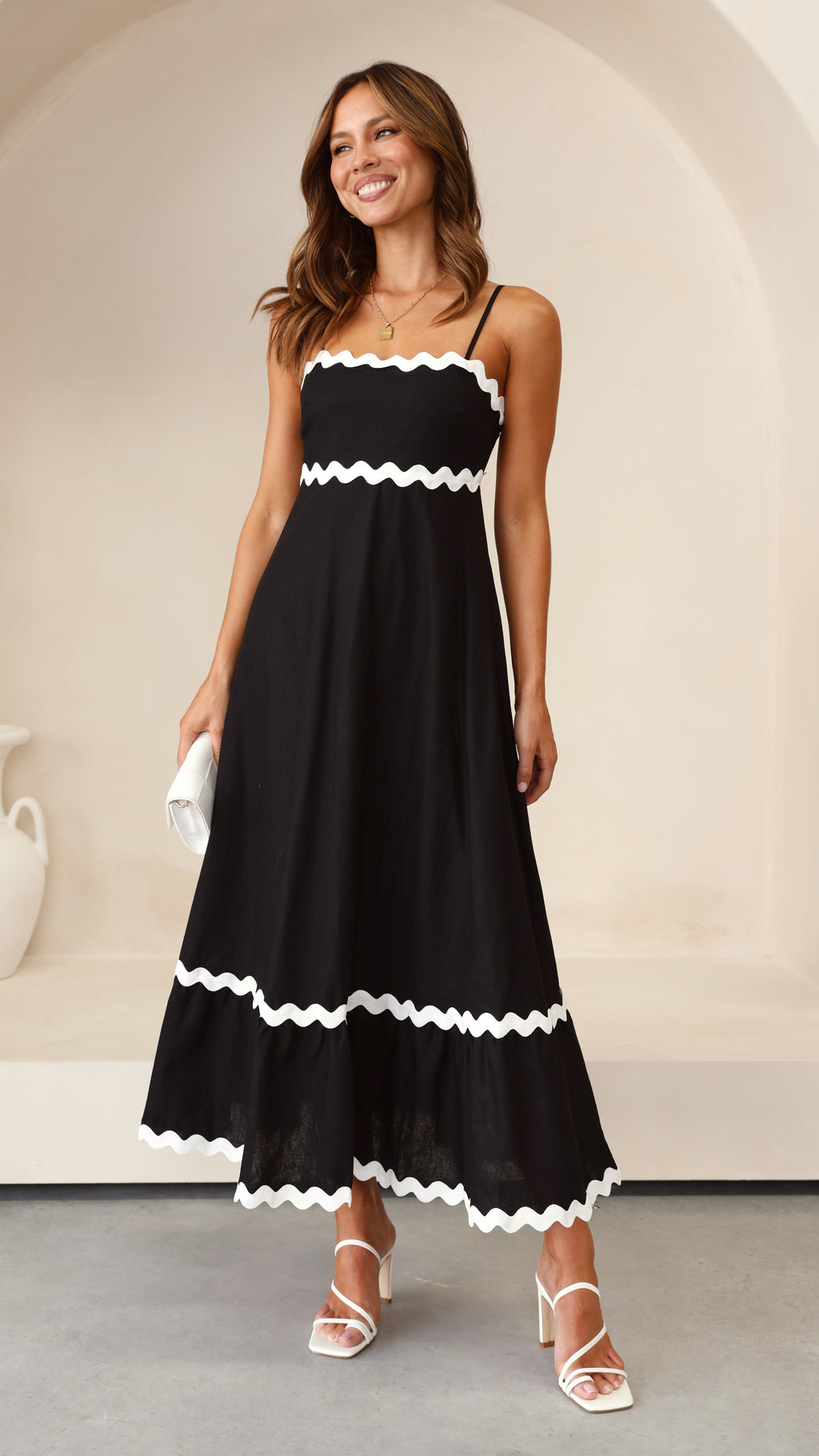 Brodey Midi Dress - Black / White - Billy J