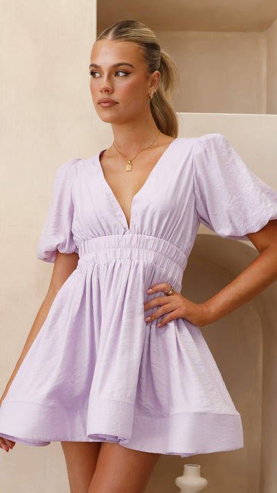 Load image into Gallery viewer, Erin Mini Dress - Lilac - Billy J
