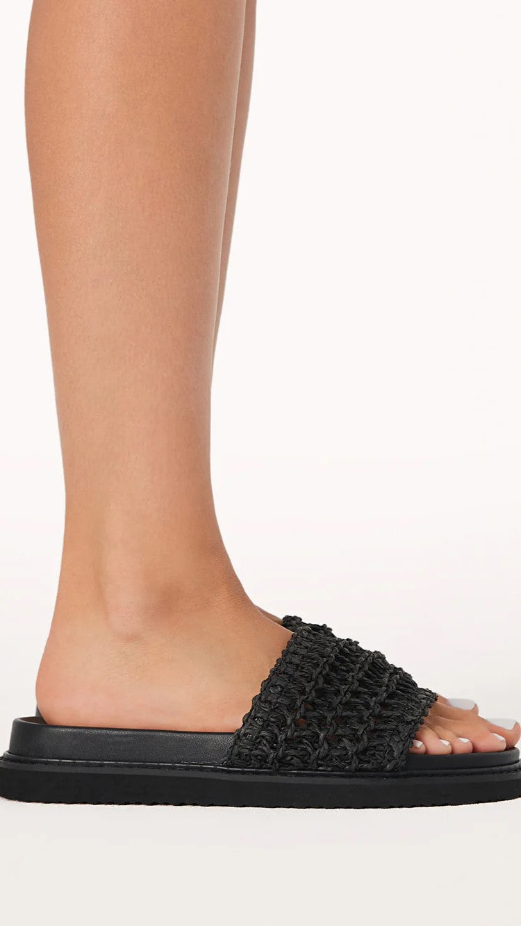 Zaida Slide - Black Raffia - Billy J