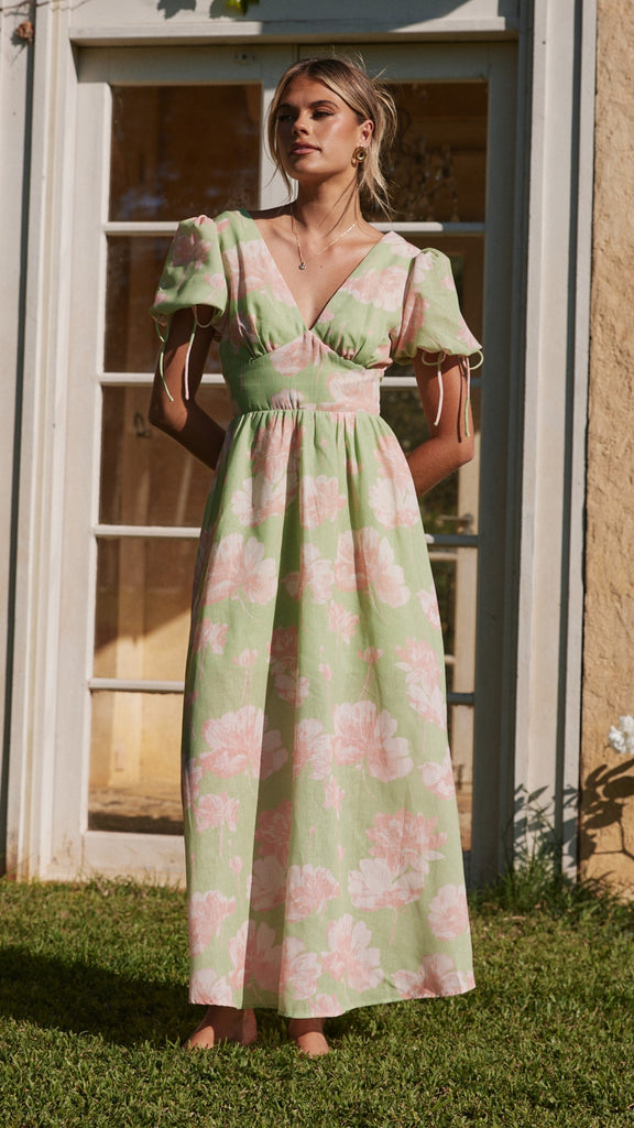 Sarai Maxi Dress - Green Floral - Billy J