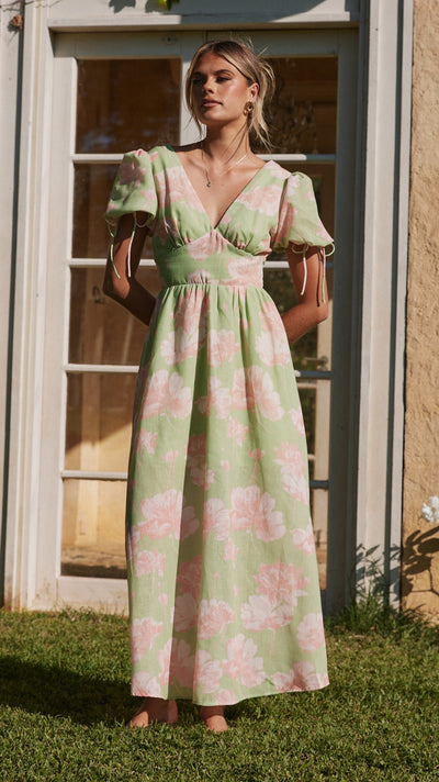 Load image into Gallery viewer, Sarai Maxi Dress - Green Floral - Billy J
