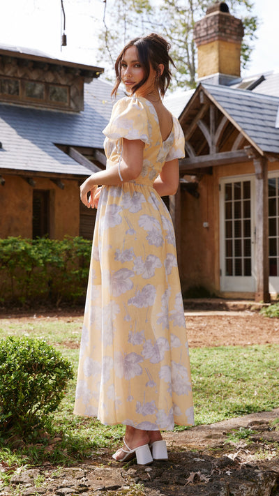 Load image into Gallery viewer, Sarai Maxi Dress - Yellow Floral - Billy J
