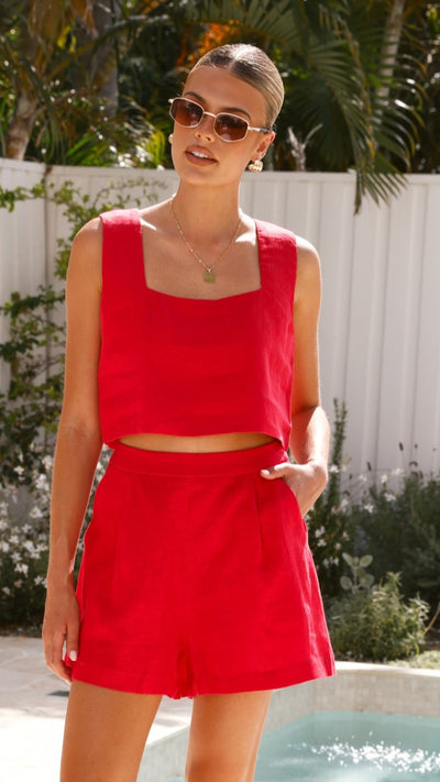 Load image into Gallery viewer, Tillie Crop Top - Ruby Red - Billy J
