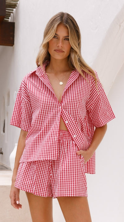 Load image into Gallery viewer, Alma Shirt - Red Gingham - Billy J
