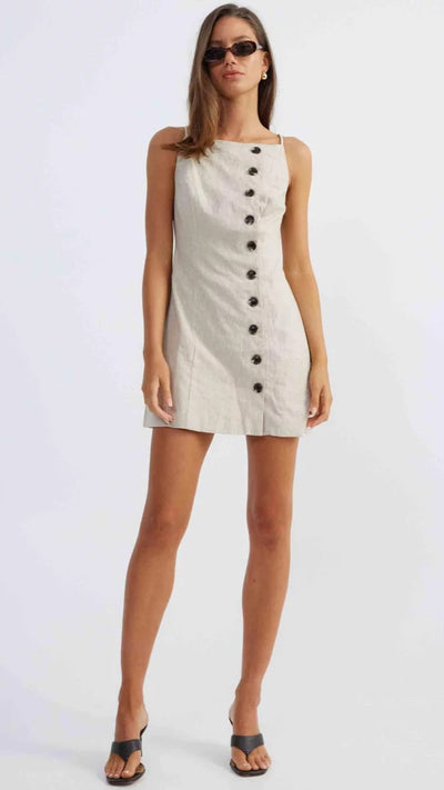 Load image into Gallery viewer, Allegra Linen Mini Dress - Natural - Billy J
