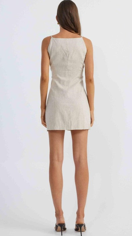 Allegra Linen Mini Dress - Natural - Billy J